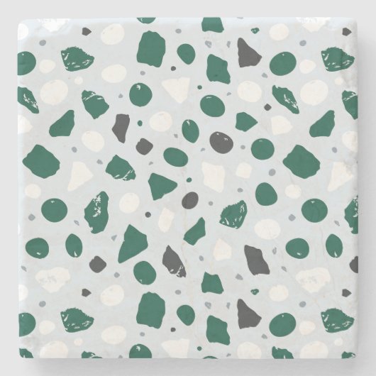 Modern Organic Terrazzo | Abstract Stone Mosaic ストーンコースター (正面)