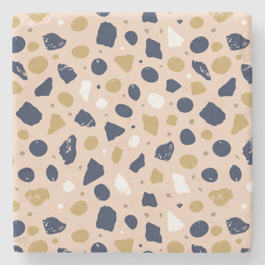 Modern Organic Terrazzo | Abstract Stone Mosaic ストーンコースター (正面)