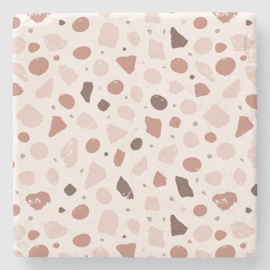 Modern Organic Terrazzo | Abstract Stone Mosaic ストーンコースター (正面)