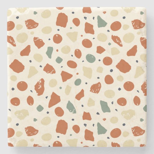 Modern Organic Terrazzo | Abstract Stone Mosaic ストーンコースター (正面)