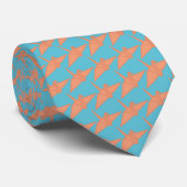 Modern Origami Crane Pattern Sky Blue & Orange ネクタイ (ロール)