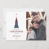 Modern Original Christmas Tree Photo Couple セーブザデート (正面)