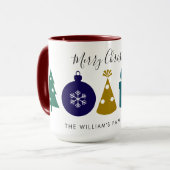 Modern Ornament Snowflake Pine Tree  Christmas マグカップ (正面左)