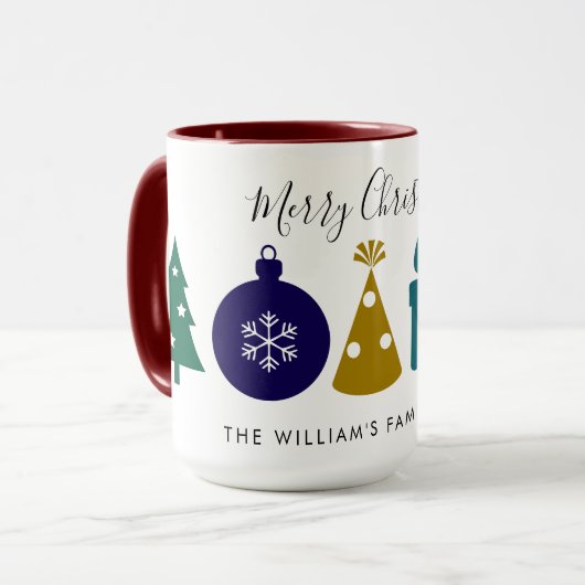 Modern Ornament Snowflake Pine Tree  Christmas マグカップ (正面左)