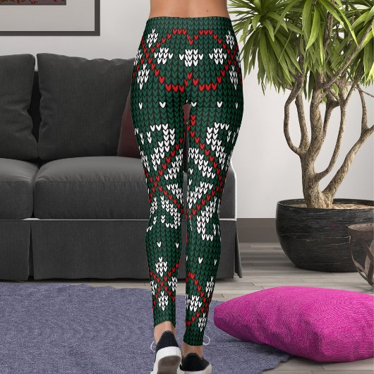 Modern Ornate Knitted Christmas Pattern Women Gift レギンス