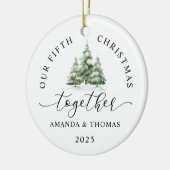Modern Our Christmas Together Couples Anniversary セラミックオーナメント (左)
