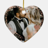 Modern Our First Christmas As Mr & Mrs gold heart セラミックオーナメント (裏面)