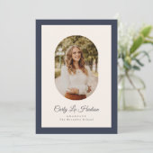 Modern Oval Blue High School Photo Graduate 案内状 (スタンド正面)