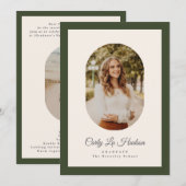 Modern Oval Green High School Photo Graduate 案内状 (正面/裏面)