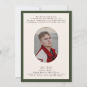 Modern Oval Green High School Photo Graduate 案内状 (裏面)