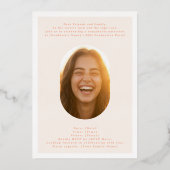 Modern Oval High School Photo Graduation Rose Gold 箔招待状 (裏面)