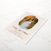 Modern Oval High School Photo Graduation Rose Gold 箔招待状 (回転した状態)