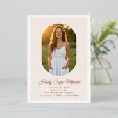 Modern Oval High School Photo Graduation Rose Gold 箔招待状 (立ち正面)