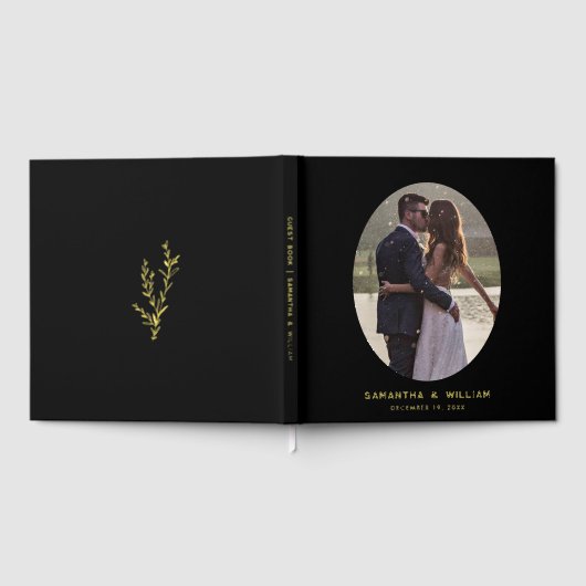 Modern Oval Photo Wedding ゲストブック (全面)