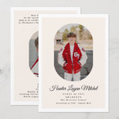 Modern Oval Script High School Photo Graduation 招待状 (正面/裏面)