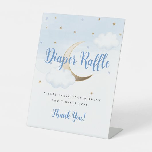Modern Over the Moon Diaper Raffle Pedestal Sign 台座サイン (正面)