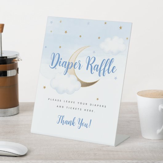 Modern Over the Moon Diaper Raffle Pedestal Sign 台座サイン (インサイチュ)