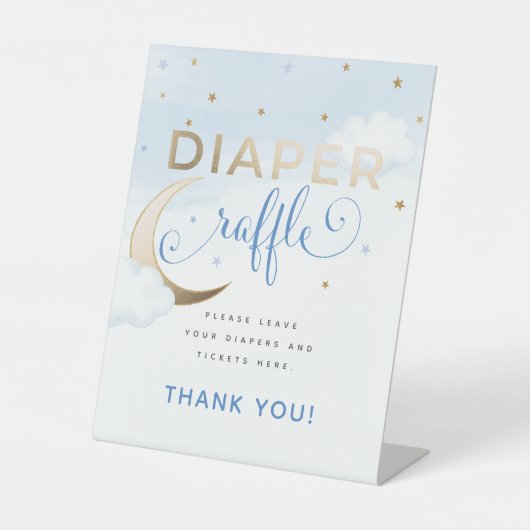 Modern Over the Moon Diaper Raffle Pedestal Sign 台座サイン (正面)