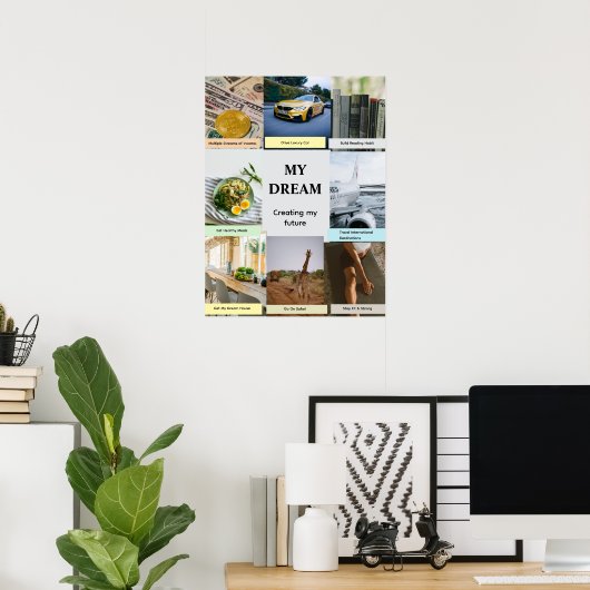 Modern Overlap Grid Vision Board Poster ポスター (ホームオフィス)