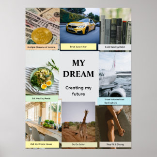 Modern Overlap Grid Vision Board Poster ポスター