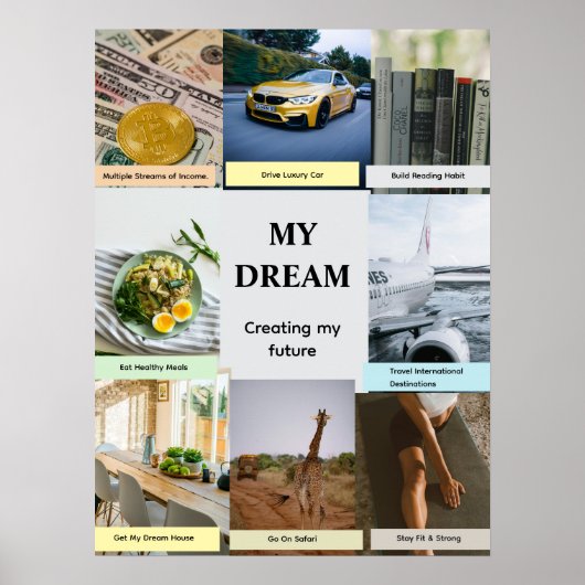 Modern Overlap Grid Vision Board Poster ポスター (正面)