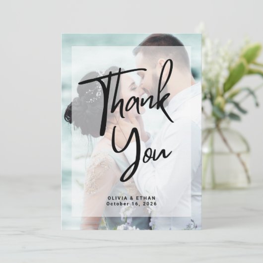 Modern Overlay Photo Wedding  サンキューカード (スタンド正面)
