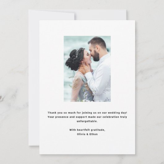 Modern Overlay Photo Wedding サンキューカード (裏面)