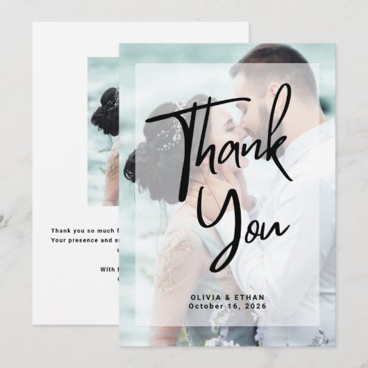 Modern Overlay Photo Wedding サンキューカード (正面/裏面)