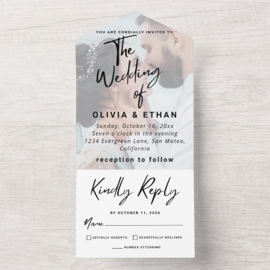 Modern Overlay Photo Wedding Customize オールインワン招待状 (内側)