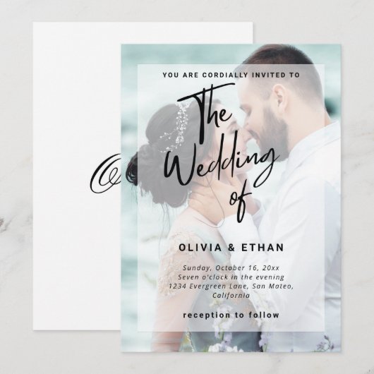 Modern Overlay Photo Wedding Customize 招待状 (正面/裏面)