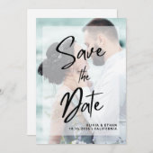 Modern Overlay Photo Wedding Save The Date (正面/裏面)