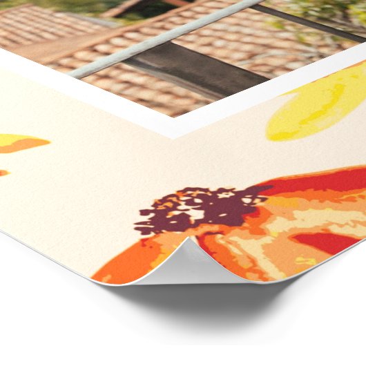 Modern Painted Orange Flowers Custom Photo ポスター (角)