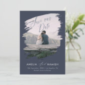 Modern Painted Photo Save the Date Wedding セーブザデート (スタンド正面)
