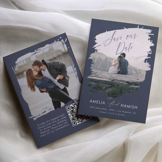 Modern Painted Photo Save the Date Wedding セーブザデート