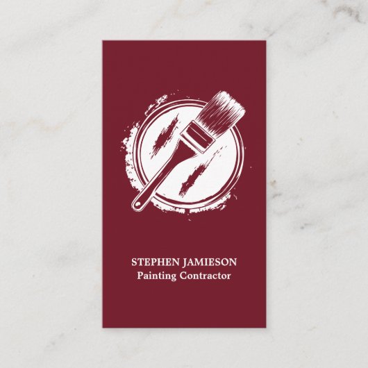 Modern Painter & Decorator Red and White Simple 名刺 (正面)