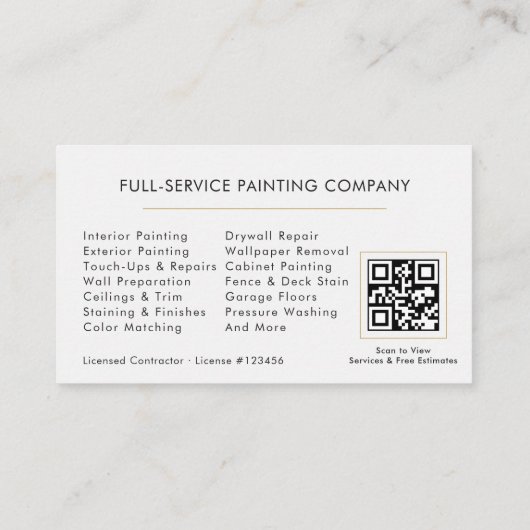 Modern Painter White Gold QR Code 名刺 (裏面)