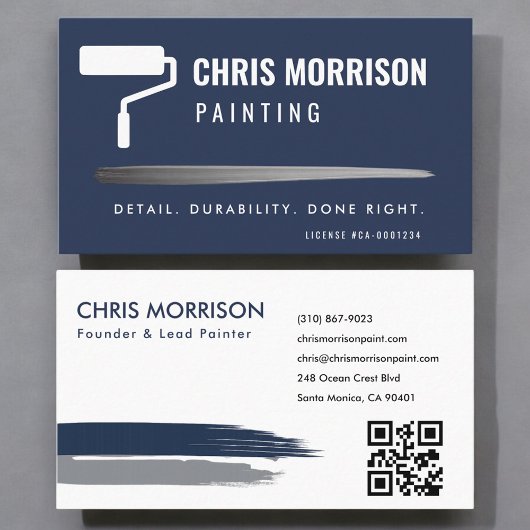 Modern Painting Company QR Code Navy Blue 名刺