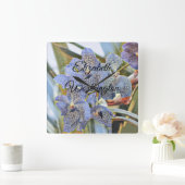 Modern Painting Purple Blue Orchid Flowers スクエア壁時計 (ホーム)