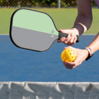 Modern Pale Green and Gray Monogram Custom ピックルボールラケット