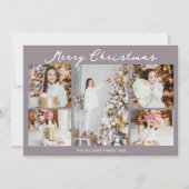 Modern Pale Mauve Merry Christmas Photo Collage シーズンカード (正面)