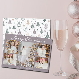 Modern Pale Mauve Merry Christmas Photo Collage シーズンカード
