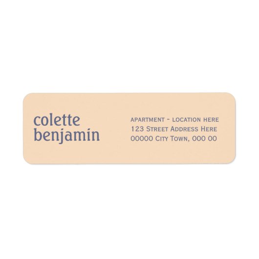 Modern Pale Peach & Blue-Grey Address ラベル (正面)