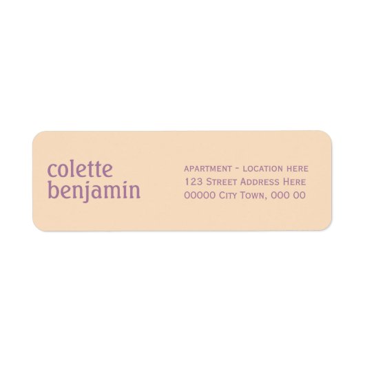 Modern Pale Peach & Lavender Purple Address ラベル (正面)