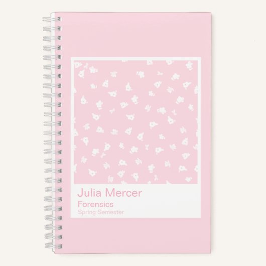Modern Pale Pink Floral Pattern Swatch Small ノートブック (正面)