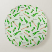 Modern Pandan Leaf Pattern ラウンドクッション (正面)