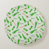 Modern Pandan Leaf Pattern ラウンドクッション (裏面)