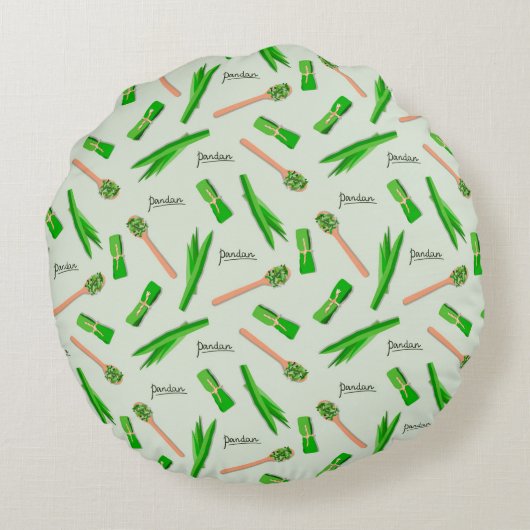 Modern Pandan Leaf Pattern ラウンドクッション (裏面)