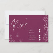 Modern Pansy Purple floral wedding RSVP Card (正面)