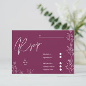 Modern Pansy Purple floral wedding RSVP Card (スタンド正面)