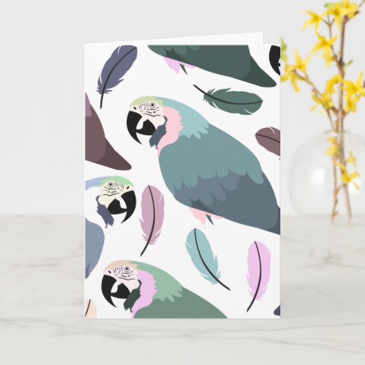 Modern Parrots Tropical Pattern カード (黄色い花)
